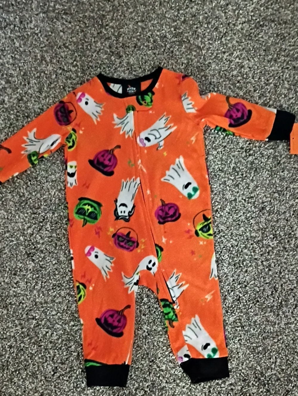 Halloween Ghost & Pumpkin Kids One-Piece Bodysuit - Orange